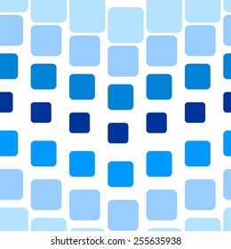 Seamless texture with blue rounded tiles on white