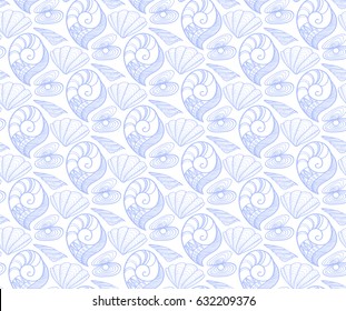 Seamless texture blue sea shell background