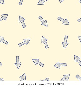 Seamless texture with blue sketches of arrows