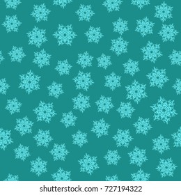 Seamless texture.  Blue snowflakes on a Blue background