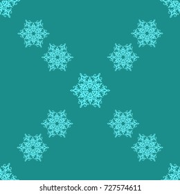 Seamless texture. Blue snowflakes on a Blue background