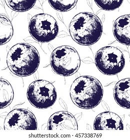 Seamless texture. Blueberries. Vector ornament.  It can be use for background, clothing design, wrapping paper.
