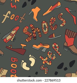 Seamless texture with boots and shoes.