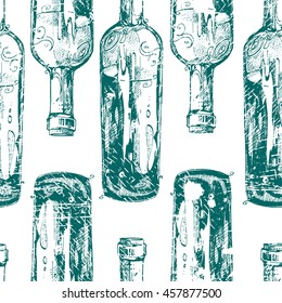 Seamless texture. A bottle of wine. Repeated pattern. Background for your blog. Nice background for your projects. Desktop wallpapers.