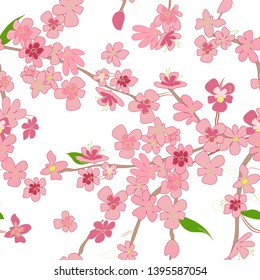 seamless texture with branch of cherry for your design