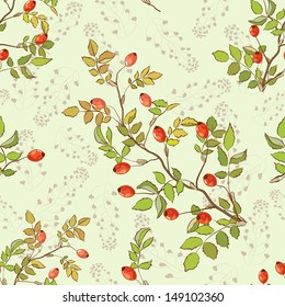 Seamless texture with  branch of dogrose