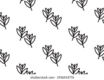Textura sin inconvenientes. bifurcación con hojas en un estilo lineal. Para impresión, diseño de tela.