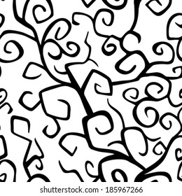 Seamless texture of the branches on the white background