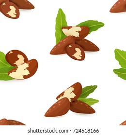 seamless texture with brazil nuts on white background for your design 