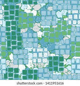 Seamless texture. Brick blocks are scattered across an abstract field.