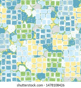 Seamless texture. Brick blocks are scattered across an abstract field.