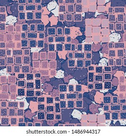 Seamless texture. Brick blocks are scattered across an abstract field.
