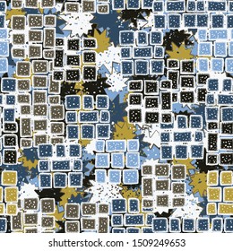 Seamless texture. Brick blocks are scattered across an abstract field.
