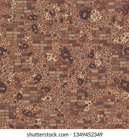 Seamless texture. Brick fragments of walls randomly located on an abstract background.