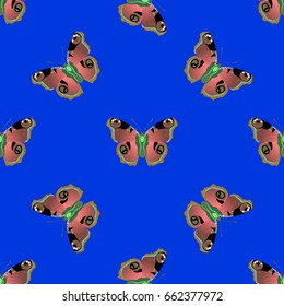 Seamless texture of a bright butterfly on a bright background