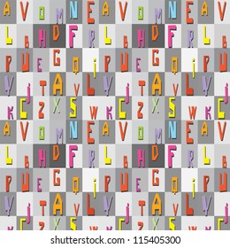 Seamless texture of bright letters for paper, wallpaper and packaging / Font texture