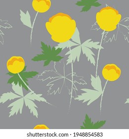 Seamless texture. Bright yellow bikini flowers. A great occasion to decorate your favorite girly things: dresses, scarves, bags.