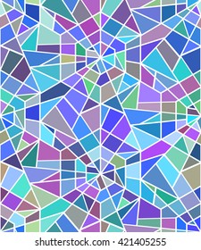 Seamless Texture With A Broken Stained Glass, Window. Vector Background. 