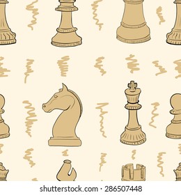 Seamless texture with brown chess and curls