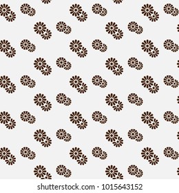 Seamless texture, brown flowers on a white background. Vector image of flowers.