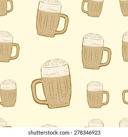 Seamless texture with a brown glass of beer