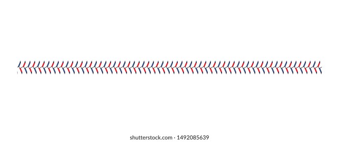 Seamless Texture, Brush Or Pattern Of Baseball Or Softball Red Lace. Baseball Realistic Red Lace, Isolated Vector Illustration.