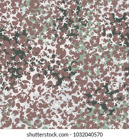 Seamless texture from bubbles and oblique stars. Fashionable camouflage for outdoor recreation and the city.