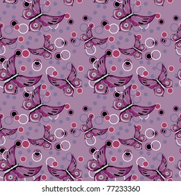 Seamless texture of butterflies. Decorative butterflies.