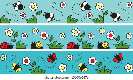 Seamless texture. Butterflies and flowers