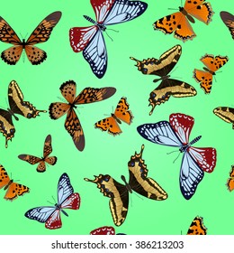 Seamless Texture Butterflies. Realism style execution. Background for web e-mail. Background for a greeting card and so on.