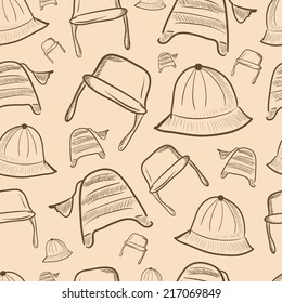 Seamless texture with caps on a brown background
