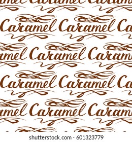 seamless texture of caramel lettering vector
