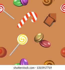 Seamless texture with caramels and chocolates
