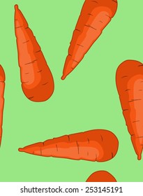 Seamless texture of carrots on a green background
