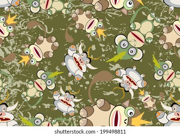 seamless texture with cartoon animals.