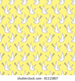 Seamless texture with cartoon birds. Vector