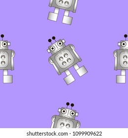 Seamless texture of cartoon isolated humanoid robot.
