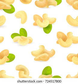 seamless texture with cashews and leaves for your design