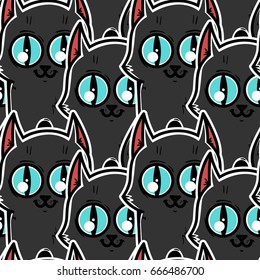 Seamless texture with cats. Crowd of gray cats. It can be used as wallpaper, desktop, printing, wrapping, fabric or background for your blog, covers and your design. 