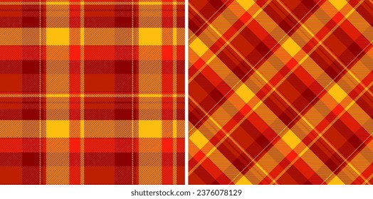 Seamless texture check of background tartan pattern with a plaid vector fabric textile set in gold colors.