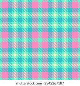 Seamless texture check of background vector pattern with a fabric textile plaid tartan in teal and cyan colors.