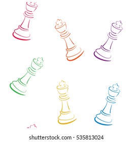 Seamless texture of chess pieces assorted colors. Good for textile fabric design, wrapping paper and website wallpapers. Vector illustration.