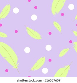 Seamless texture for children with feathers. Background. Vector