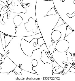 seamless texture childrens background dried clothes on a rope illustration dots vector