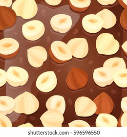 seamless texture of chocolate with filberts for your design