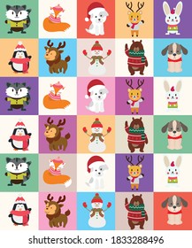 seamless texture christmas animals, vector illustration
