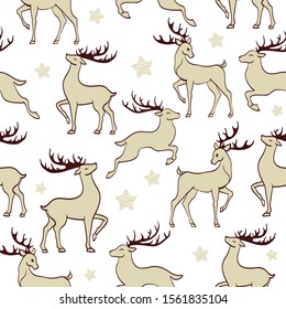 Seamless texture for the Christmas decor with the image of deers