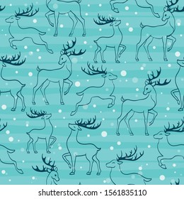 Seamless texture for the Christmas decor with the image of deers