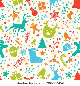Seamless texture with Christmas decorations. Vector.