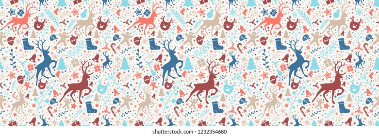 Seamless texture with Christmas decorations. Vector.